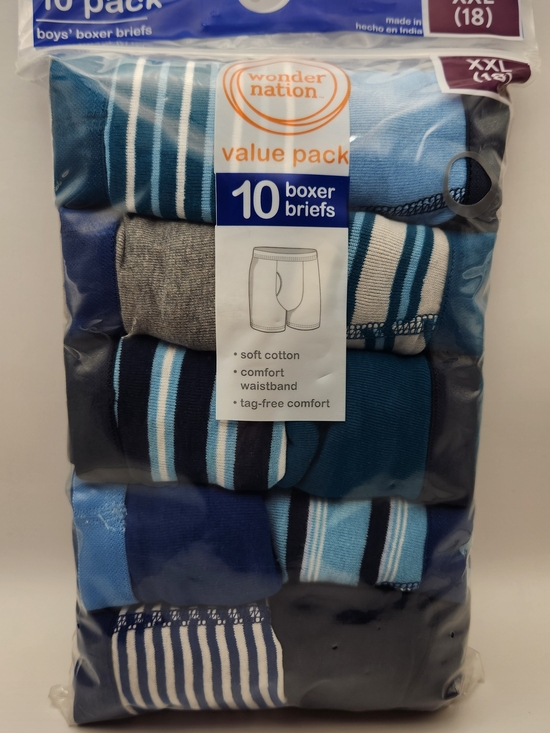 wonder nation Other - wonder nation Boys' 10-Pack Boxer Briefs – Blue, Light Blue, Gray Mix